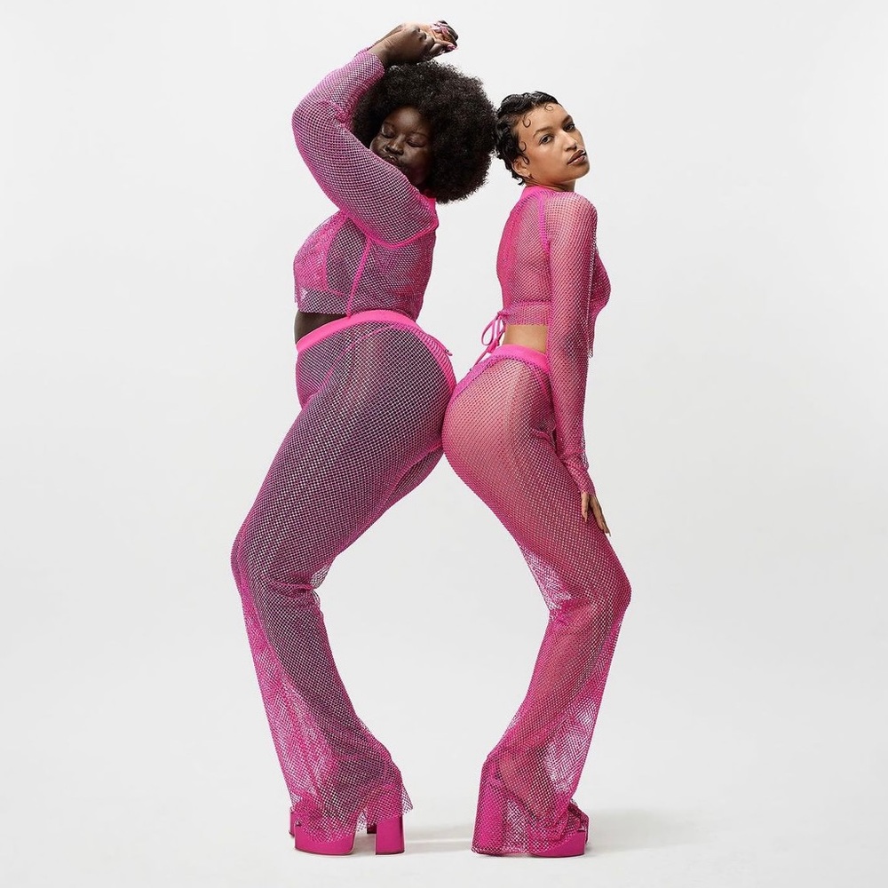 adidas x ivy park crystal mesh cover up pants